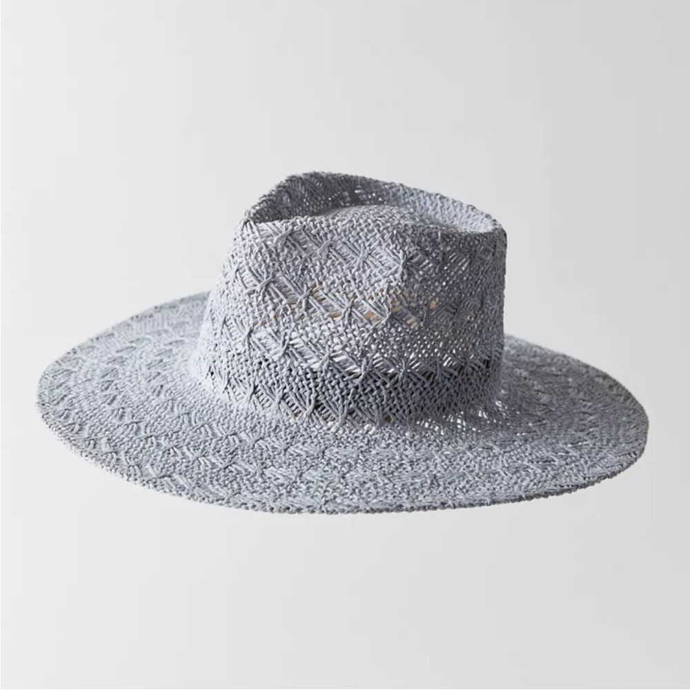 WYETH Blue  Mirage Textured Straw Panama Hat One Size New without tags